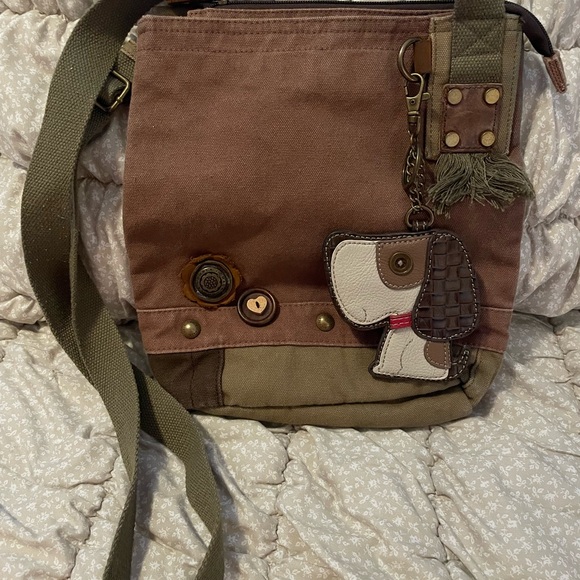 CHALA Brown and Tan Canvas Crossbody Bag - Picture 1 of 9
